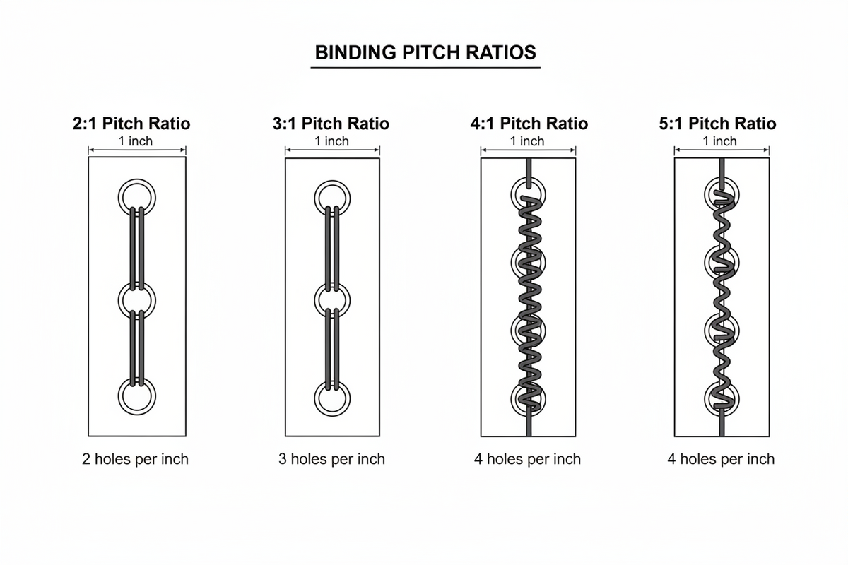 What is the Difference between 2:1, 3:1, 4:1, and 5:1 Pitch for Binding?