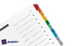 Avery Preprinted Index Tabs 1-10 Numbers