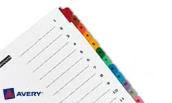 Avery Preprinted Index Tabs 1-12 Numbers