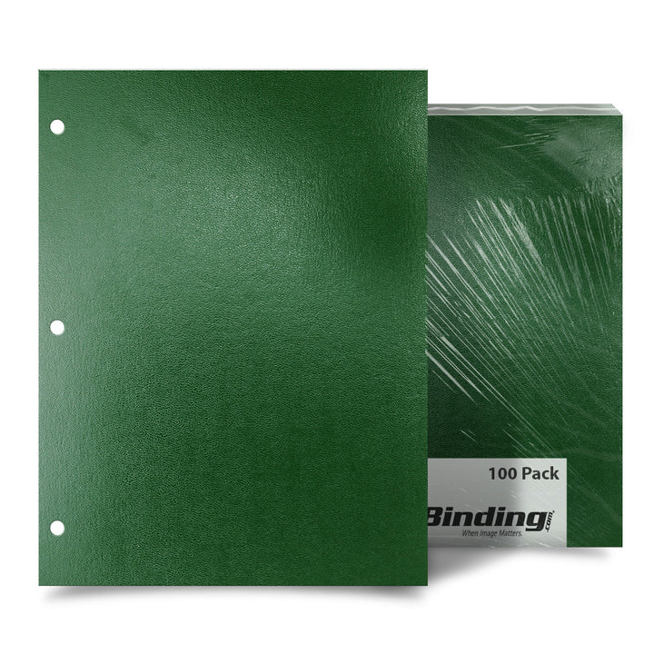 Dark Green 8.5" x 11" Regency Leatherette Vinyl Covers [3 Hole Punched] - 100pk