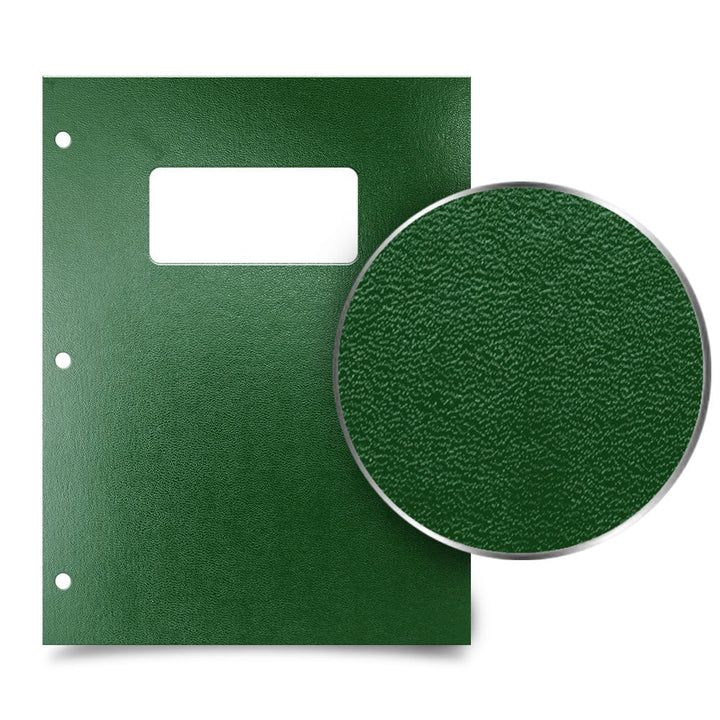 Dark Green 8.5" x 11" Regency Leatherette Vinyl Covers [3 Hole Punched, W/ Window] - 100pk