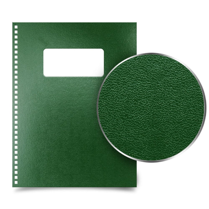 Dark Green 8.5" x 11" Regency Leatherette Vinyl Covers [Proclick Pronto Punched (3:1 pitch 32 hole Oversize Square), W/ Window] - 100pk