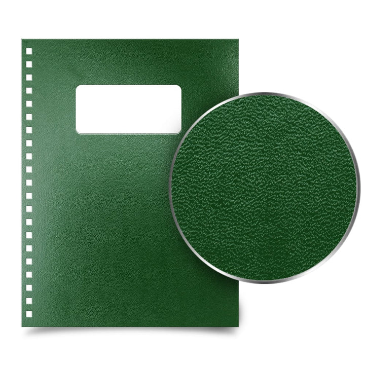 Dark Green 8.5" x 11" Regency Leatherette Vinyl Covers [WireBind Punched (2:1 pitch 21 Hole Square), W/ Window] - 100pk