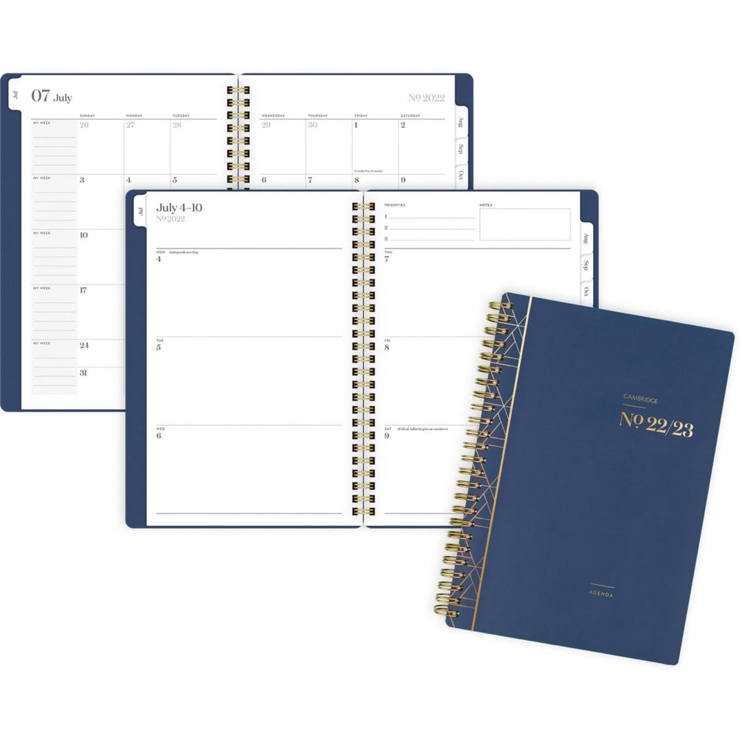 Cambridge WorkStyle 8.5" x 5.5" Navy 12 Month Focus Academic Planner - 1/PK