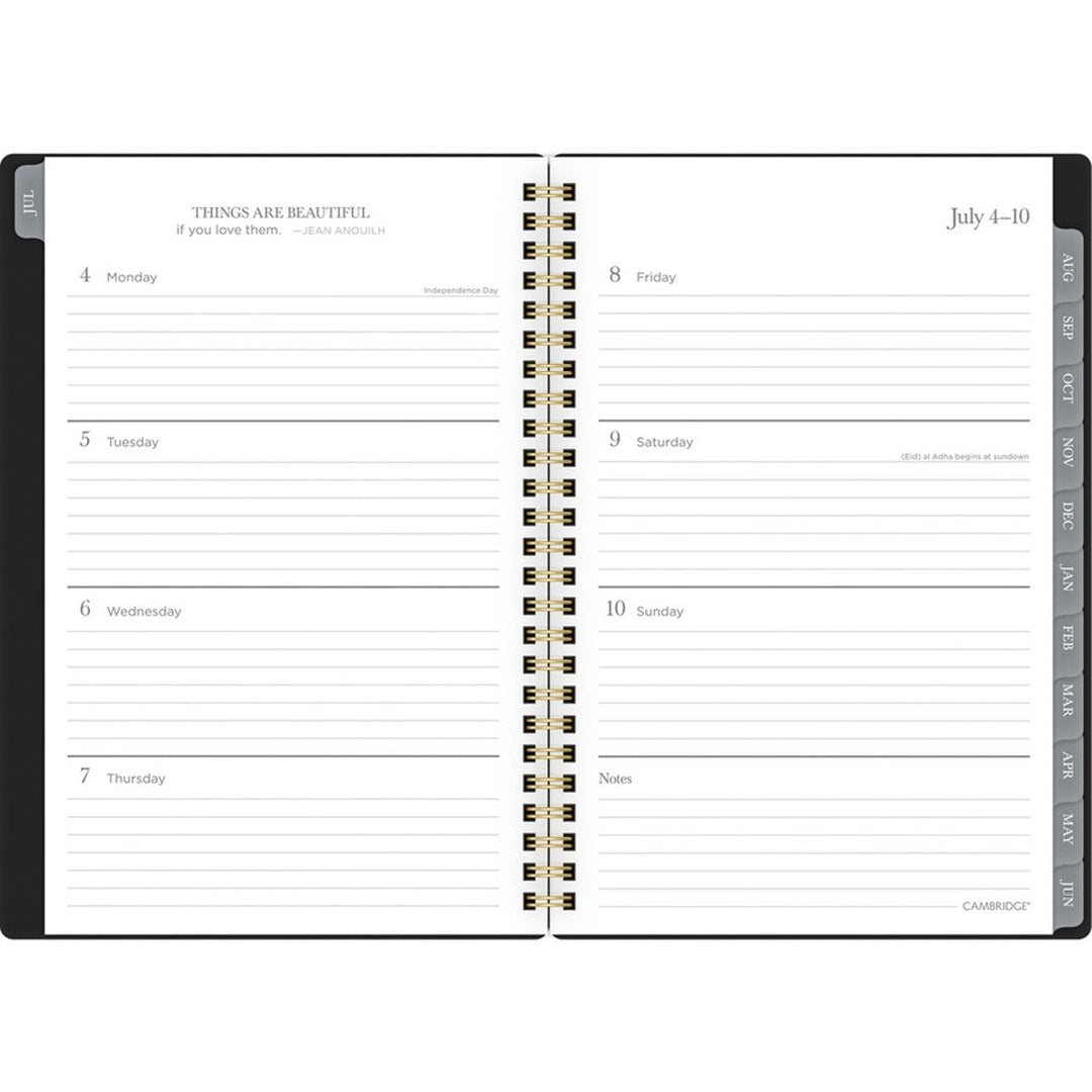 Cambridge Emerson 8.5" x 5.5" Academic Planner (Black and Gold Foil) - 1/PK