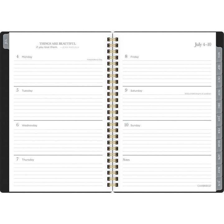 Cambridge Emerson 8.5" x 5.5" Academic Planner (Black and Gold Foil) - 1/PK