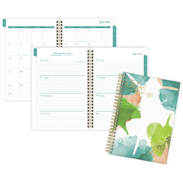 Cambridge Emerson 8.5" x 5.5" Green Leaves Academic Planner - 1/PK