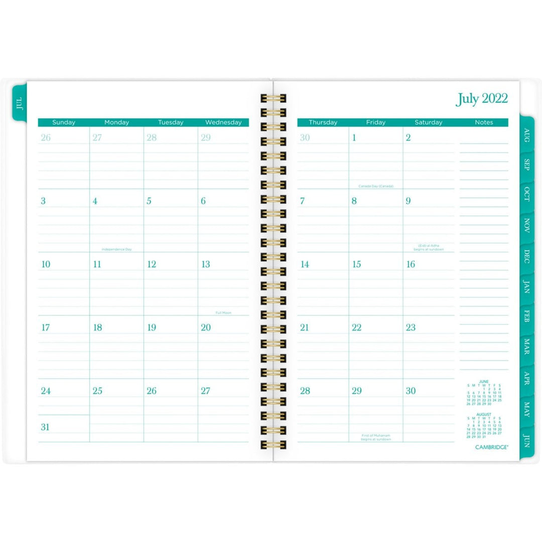 Cambridge Emerson 8.5" x 5.5" Green Leaves Academic Planner - 1/PK