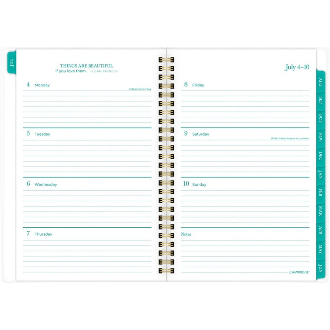 Cambridge Emerson 8.5" x 5.5" Green Leaves Academic Planner - 1/PK