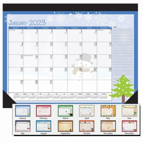 House of Doolittle 12-Month 2023 Seasonal Holiday Calendar Desk Pad (Refillable)