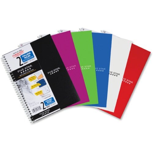 Five Star Wirebound College Ruled 1-Subject Notebook (Assorted, 8-1/2" x 11", 100 Sheets, 1/Pack) - 06206