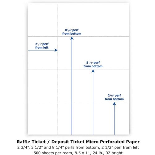 DocuGard Perforated Paper for Deposit Tickets [4-Up Slips,8 1/2" x 11",24# White, 2500 Sheets/Carton]
