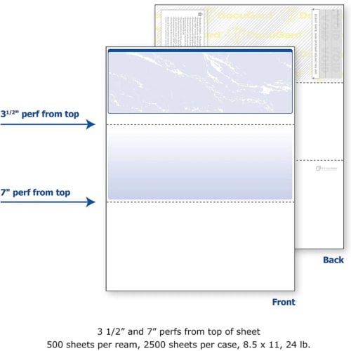 DocuGard Standard Marble Business Checks [11 Features, 8-1/2" x 11", 24# Blue Top, 2500 Sheets/Carton]