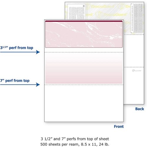 DocuGard Standard Marble Business Checks [11 Features, 8-1/2" x 11", 24# Burgundy Middle, 2500 Sheets/Carton]