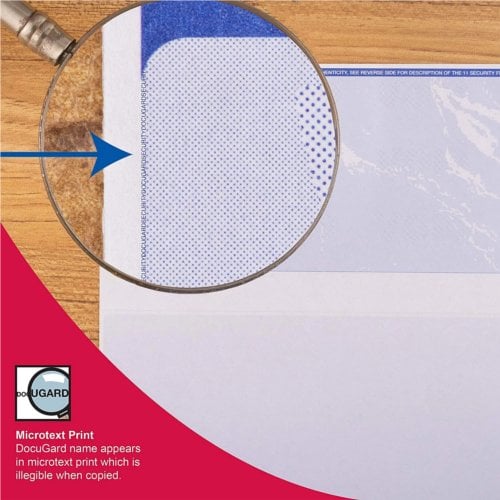 DocuGard Standard Marble Business Checks [11 Features, 8-1/2" x 11", 24# Gold Middle, 2500 Sheets/Carton]