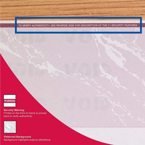 DocuGard Standard Marble Business Checks [11 Features, 8-1/2" x 11", 24# Burgundy Middle, 2500 Sheets/Carton]