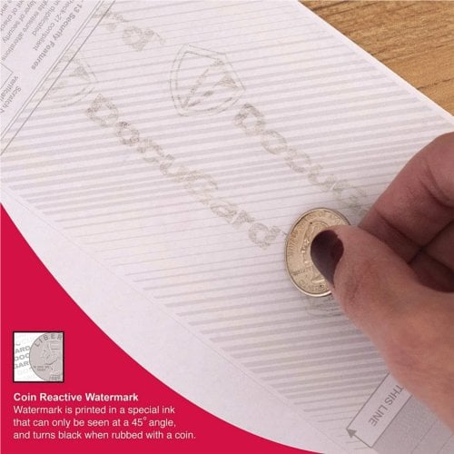 DocuGard Standard Marble Business Checks [11 Features, 8-1/2" x 11", 24# Burgundy Middle, 2500 Sheets/Carton]