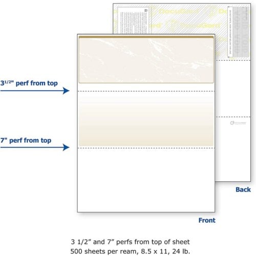 DocuGard Standard Marble Business Checks [11 Features, 8-1/2" x 11", 24# Gold Top, 2500 Sheets/Carton]