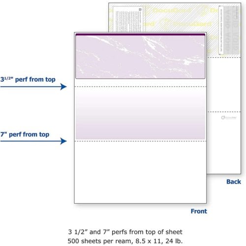 DocuGard Standard Marble Business Checks [11 Features, 8-1/2" x 11", 24# Purple, 2500 Sheets/Carton]
