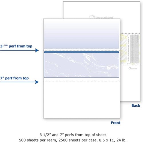 DocuGard Standard Marble Business Checks [11 Features, 8-1/2" x 11", 24# Blue, 2500 Sheets/Carton]