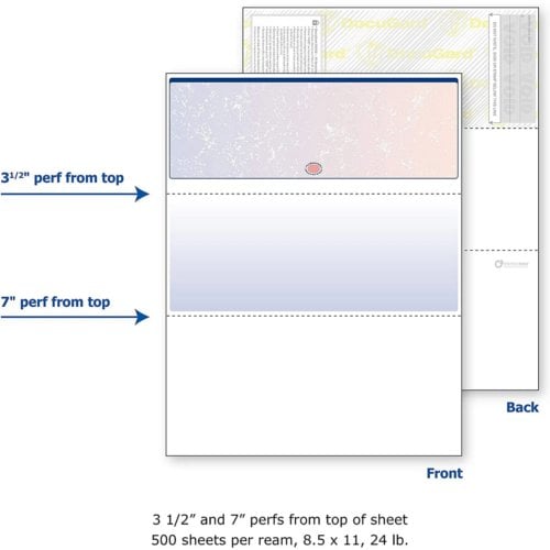 DocuGard Premier Prismatic Business Checks [13 Features, 8-1/2" x 11", 24# Blue/Red Top, 2500 Sheets/Carton]