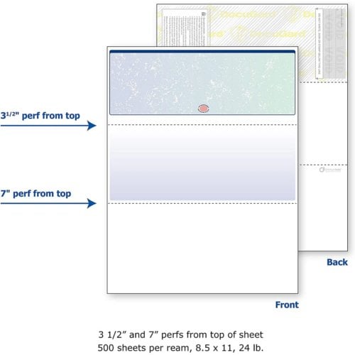 DocuGard Premier Prismatic Business Checks [13 Features, 8-1/2" x 11", 24# Blue/Green Top, 2500 Sheets/Carton]