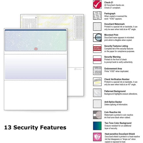 DocuGard Premier Prismatic Business Checks [13 Features, 8-1/2" x 11", 24# Blue/Green, 2500 Sheets/Carton]