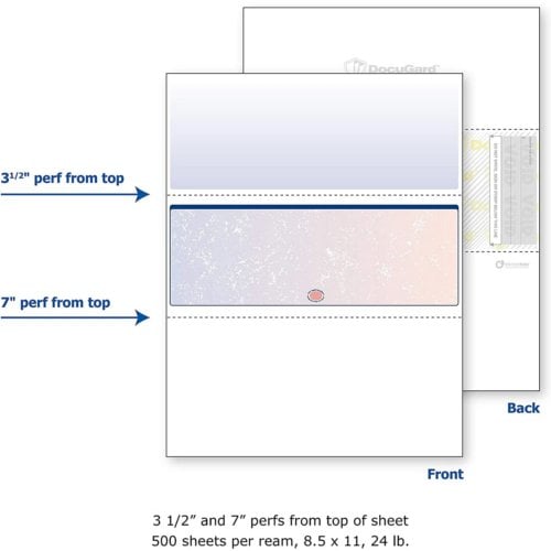 DocuGard Premier Prismatic Business Checks [13 Features, 8-1/2" x 11", 24# Blue/Red Middle, 2500 Sheets/Carton]