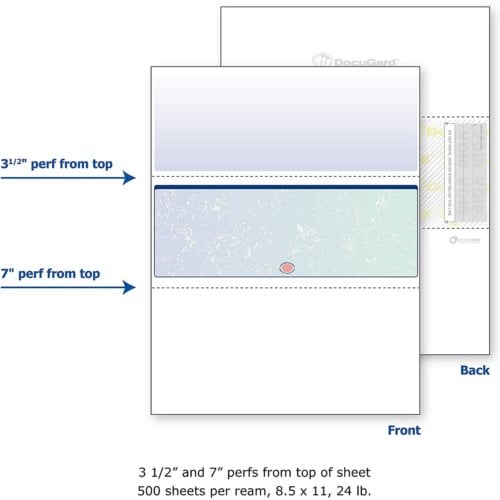 DocuGard Premier Prismatic Business Checks [13 Features, 8-1/2" x 11", 24# Blue/Green Middle, 2500 Sheets/Carton]