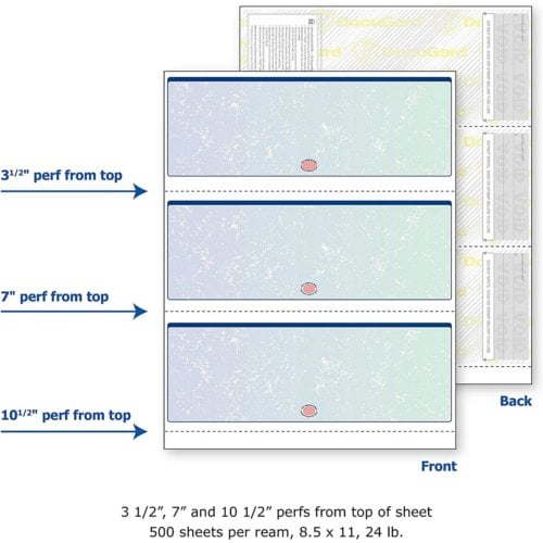 DocuGard Premier Prismatic Business Checks [13 Features, 8-1/2" x 11", 24# Blue/Green 3 Checks, 2500 Sheets/Carton]
