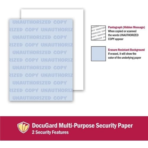 DocuGard Multi-Purpose Security Papers [8 1/2" x 11", 24# Blue, 2500 Sheets/Carton]