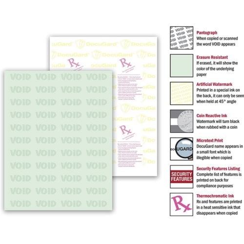 DocuGard Advanced Medical Security Papers [7 Features,8 1/2" x 11", 24# Green, 2500 Sheets/Carton]