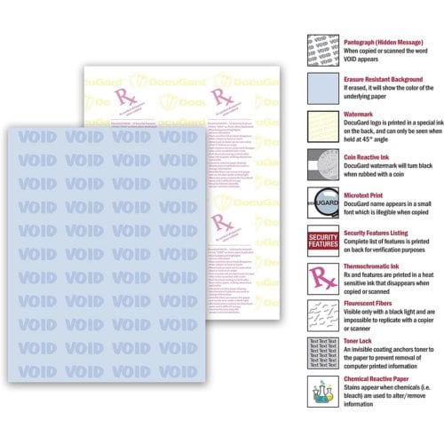 DocuGard Premier Medical Security Papers [10 Features, 24# Blue, 2500 Sheets/Carton]