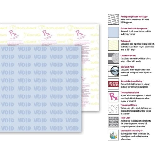 DocuGard Premier Medical Security Papers [10 Features, 17" x 11",  24# Blue, 2500 Sheets/Carton]