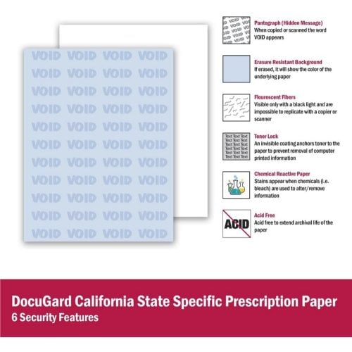 DocuGard California State Specific Medical Security Paper [6 Features, 8 1/2" x 11", 24# Blue, 2500 Sheets/Carton]