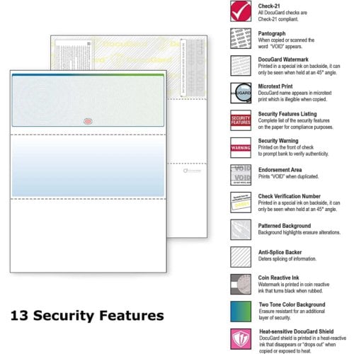 DocuGard Galaxy Prismatic Business Checks [13 Features, 8-1/2" x 11", 24# Top, 2500 Sheets/Carton]