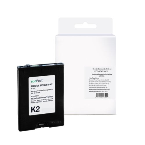 ecoPost Remanufactured Postage Meter Memjet Black K2 Cartridge for Quadient/Rena M5K250