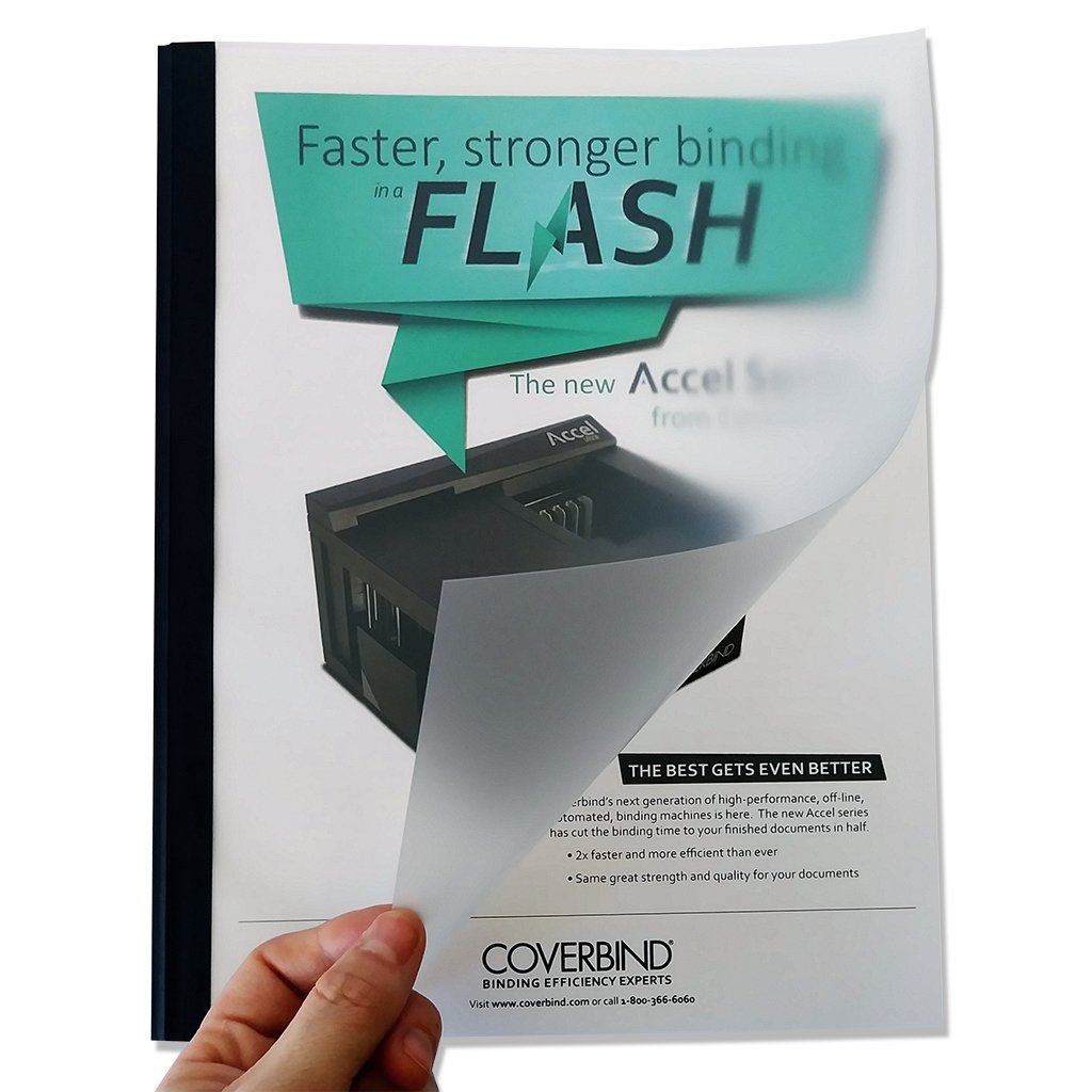 Coverbind Clear Matte / Linen Backs Thermal Binding Covers [Portrait, Black, 3/4", 9" X 11"] - Clearance Sale