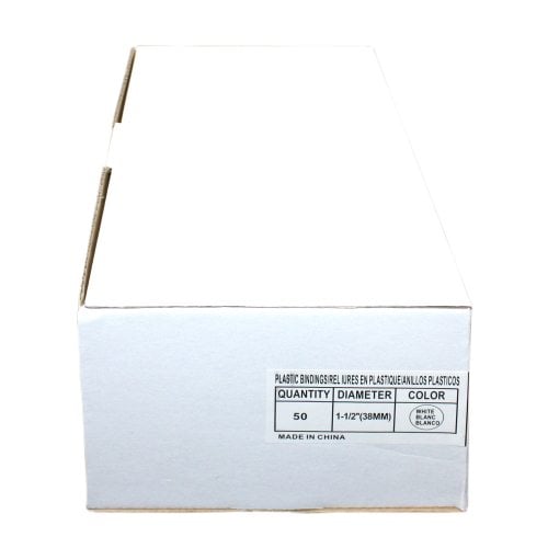 1-1/2" White Plastic Binding Combs - 50pk