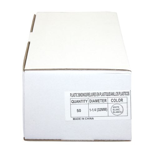 1-1/4" White Plastic Binding Combs - 50pk