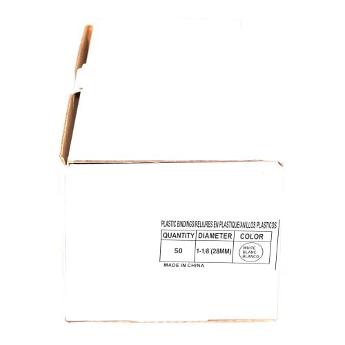 1-1/8" White Plastic Binding Combs - 50pk