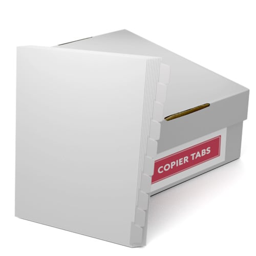90lb Mylar Copier Tabs - 1/10th Cut, 1250 Reverse Collated Tabs ...