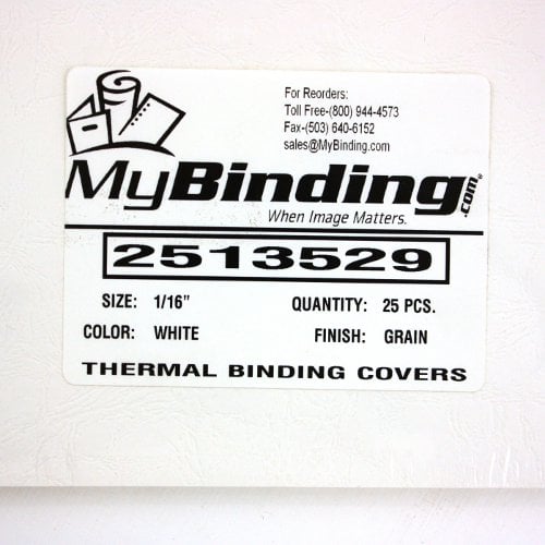 1/16" White Grain ThermaBind Covers 25pk - 2513529