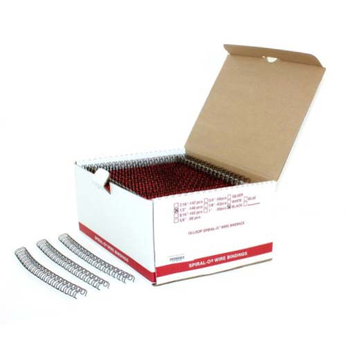 1/2" Black Spiral-O 19 Loop Wire Binding Combs - 100pk