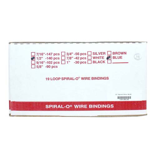 1/2" Blue Spiral-O 19 Loop Wire Binding Combs - 140pk