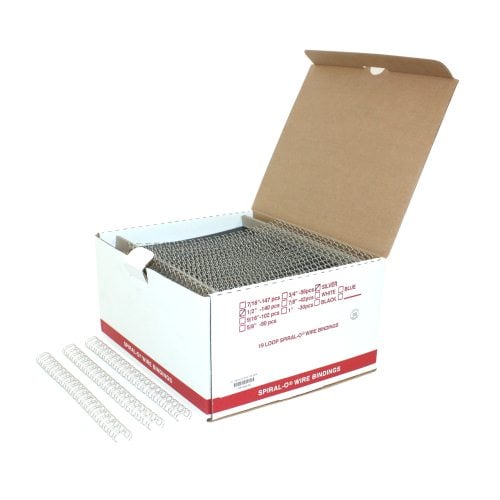 1/2" Silver Spiral-O 19 Loop Wire Binding Combs - 100pk