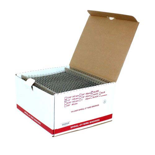 1/2" Silver Spiral-O 19 Loop Wire Binding Combs - 100pk
