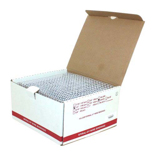 1/2" White Spiral-O 19 Loop Wire Binding Combs - 140pk