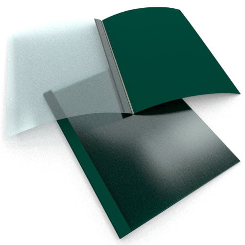 1/2" Green Linen Thermal Binding Utility Covers (Frosted Front) - 100pk