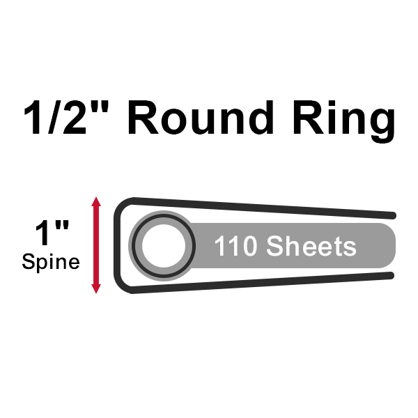 1/2" White 55 Gauge 5.5" x 8.5" Poly Round 3-Ring Binders - 100pk